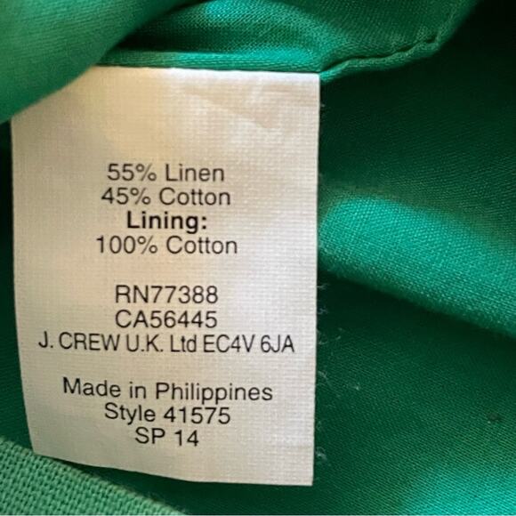 J. Crew green elastic waist linen cotton a-line mini skirt size 0 b18 - Picture 3 of 4